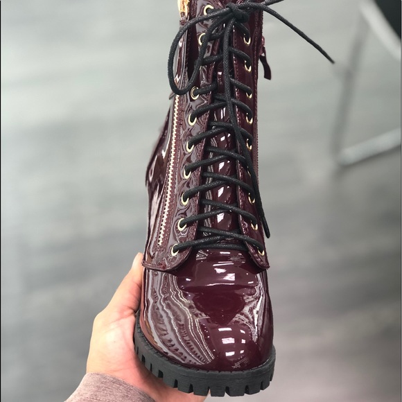 Lug sole patent military ankle boots - Picture 7 of 8